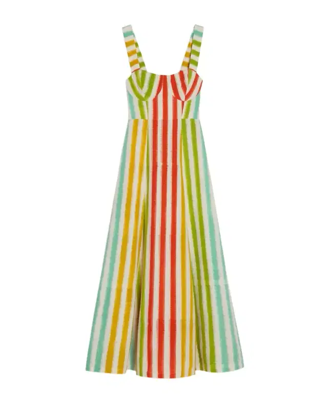 Azzurra Dress in Ikat Stripes