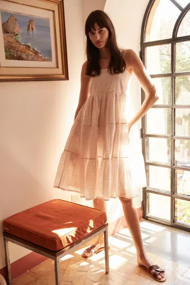 Emporio Sirenuse Elena Dress in Checks & Stripes Print | Thumbnail 2
