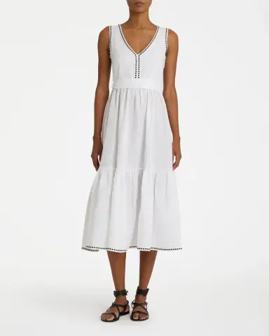 Emporio Sirenuse Evelin Dress with Flower Cheque Embroidery | Thumbnail 2