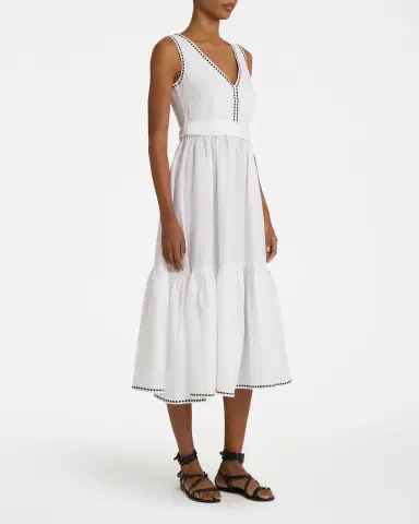 Emporio Sirenuse Evelin Dress with Flower Cheque Embroidery | Thumbnail 3