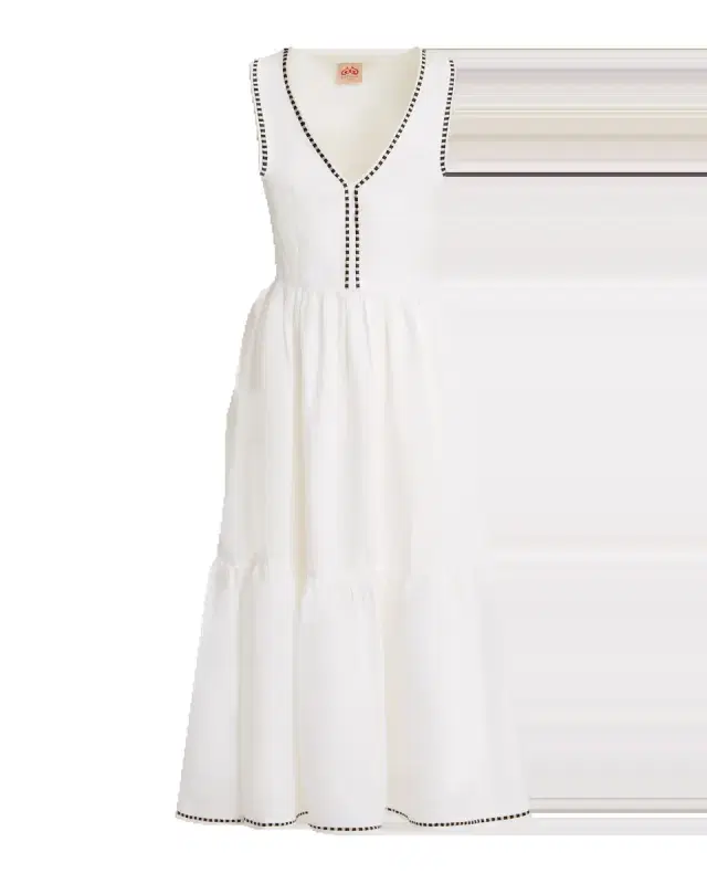 Evelin Dress with Flower Cheque Embroidery