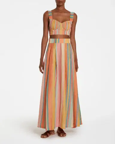 Emporio Sirenuse Flaminia Rainbow Stripe Linen Skirt | Thumbnail 2 Emporio Sirenuse Flaminia Rainbow Stripe Linen Skirt | Thumbnail 2