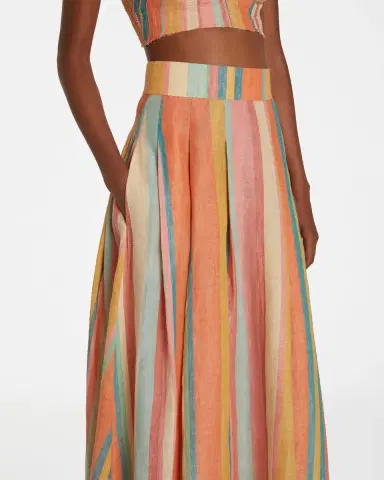 Emporio Sirenuse Flaminia Rainbow Stripe Linen Skirt | Thumbnail 42 Emporio Sirenuse Flaminia Rainbow Stripe Linen Skirt | Thumbnail 42