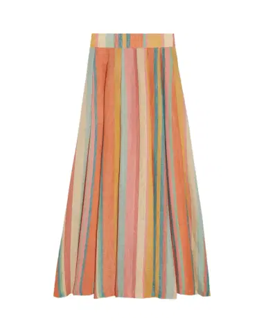 Emporio Sirenuse Flaminia Rainbow Stripe Linen Skirt | Thumbnail 1 Emporio Sirenuse Flaminia Rainbow Stripe Linen Skirt | Thumbnail 1