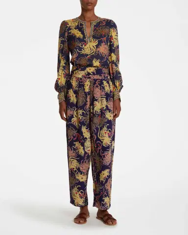 Emporio Sirenuse Levante Pants in Silk China Flowers | Thumbnail 2 Emporio Sirenuse Levante Pants in Silk China Flowers | Thumbnail 2