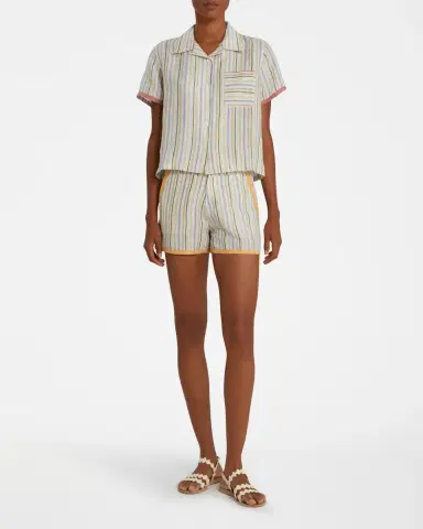 Emporio Sirenuse Shorts Summer Stripes Yellow Green | Thumbnail 3
