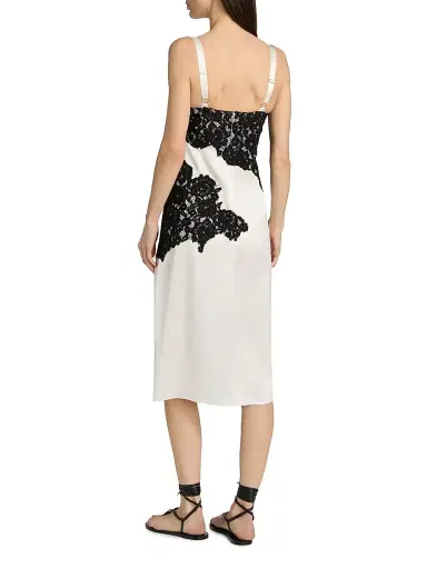 L'Agence Women's Fenna Lace Applique Silk Slipdress - Ivory Black - Size 18 | Thumbnail 5
