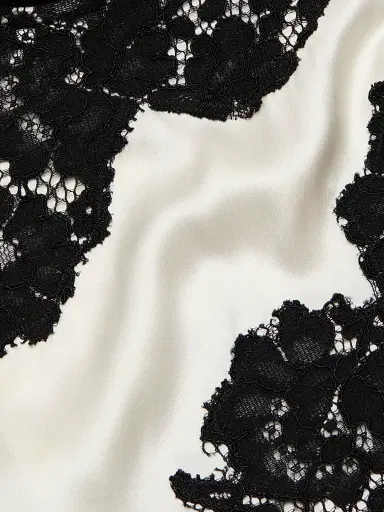 L'Agence Women's Fenna Lace Applique Silk Slipdress - Ivory Black - Size 18 | Thumbnail 7
