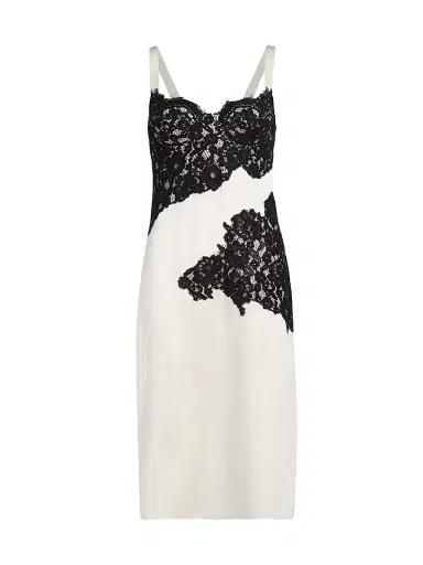L'Agence Women's Fenna Lace Applique Silk Slipdress - Ivory Black - Size 18 | Thumbnail 1