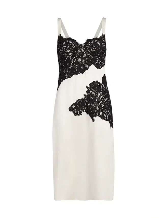 L'AGENCE Women's Fenna Lace Applique Silk Slipdress -  Black