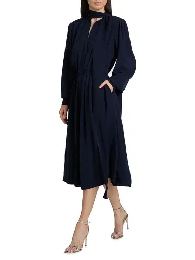 Ronny Kobo Women's Outlander x Adair Tieneck Midi-Dress - Navy - Size XL | Thumbnail 2