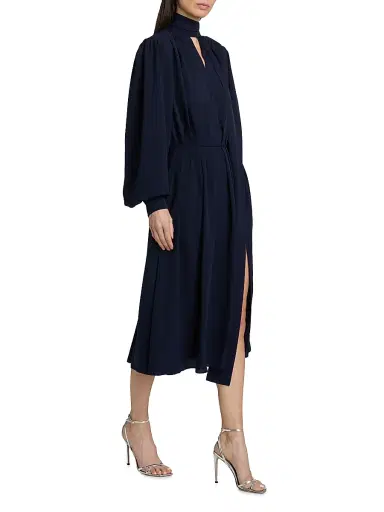Ronny Kobo Women's Outlander x Adair Tieneck Midi-Dress - Navy - Size XL | Thumbnail 4