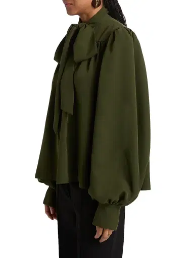 Ronny Kobo Women's Outlander x Woolmark Crepe Tieneck Blouse | Thumbnail 4 Ronny Kobo Women's Outlander x Woolmark Crepe Tieneck Blouse | Thumbnail 4