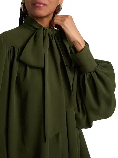 Ronny Kobo Women's Outlander x Woolmark Crepe Tieneck Blouse | Thumbnail 6 Ronny Kobo Women's Outlander x Woolmark Crepe Tieneck Blouse | Thumbnail 6