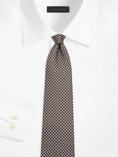 Kiton Men's Houndstooth Silk Tie - Brown | Thumbnail 2 Kiton Men's Houndstooth Silk Tie - Brown | Thumbnail 2