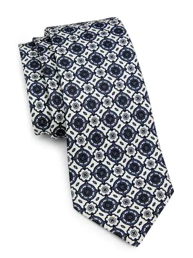 Kiton Men's Mosaic-Print Silk Tie | Thumbnail 1 Kiton Men's Mosaic-Print Silk Tie | Thumbnail 1