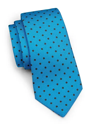 Kiton Men's Polka Dot Silk Tie - Blue | Thumbnail 1 Kiton Men's Polka Dot Silk Tie - Blue | Thumbnail 1