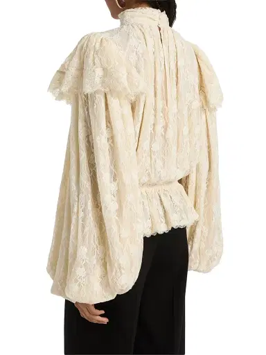 Ronny Kobo Women's Outlander x Jaycie Lace Peplum Top - Tea Stain - Size Medium | Thumbnail 5