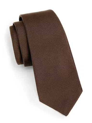 Kiton Men's Solid Silk Tie - Brown | Thumbnail 1