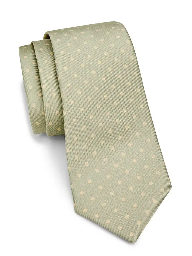 Men's Dot-Print Silk Tie - Orange
