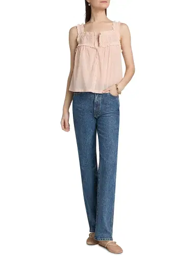 DÔEN Women's Fidella Lace Cotton Top - Blush - Size Medium | Thumbnail 2