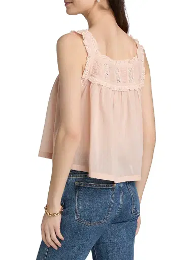 DÔEN Women's Fidella Lace Cotton Top - Blush - Size Medium | Thumbnail 5