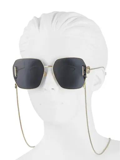 Gucci Women's Fork 64MM Square Sunglasses - Gold | Thumbnail 4