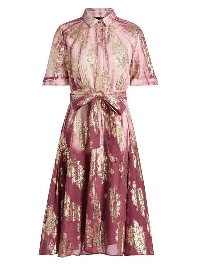 Women's Tara Metallic Cotton Shirtdress - Rose Multi