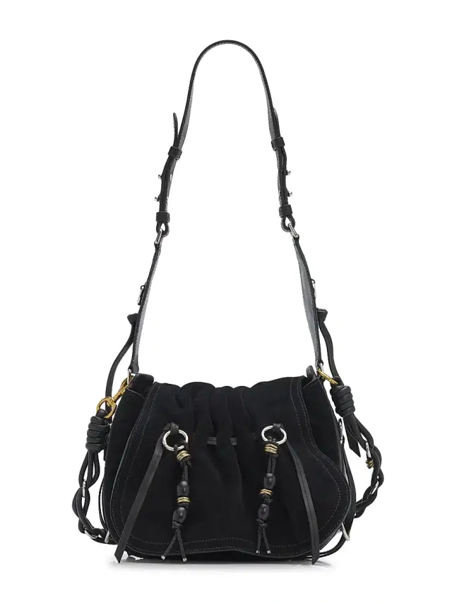 Women's Bolton Suede Saddle Bag - Black Silver