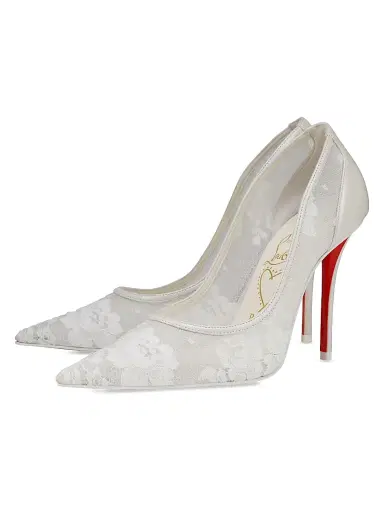 Christian Louboutin Women's Miss Z Mesh 100MM Pumps - Bianco | Thumbnail 2