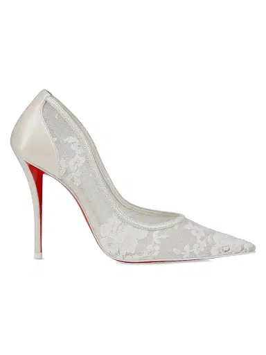 Christian Louboutin Women's Miss Z Mesh 100MM Pumps - Bianco | Thumbnail 1