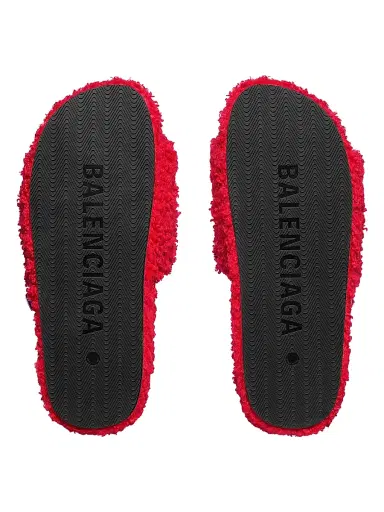 Balenciaga Men's x NBA Collaboration Furry Open Mules - Red White - Size 13 | Thumbnail 3