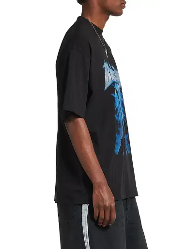 Balenciaga Men's Paris Thunderstorm Oversized T-Shirt - Black - Size XL | Thumbnail 4