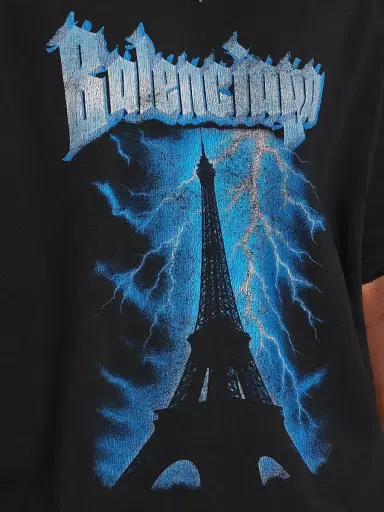 Balenciaga Men's Paris Thunderstorm Oversized T-Shirt - Black - Size XL | Thumbnail 5