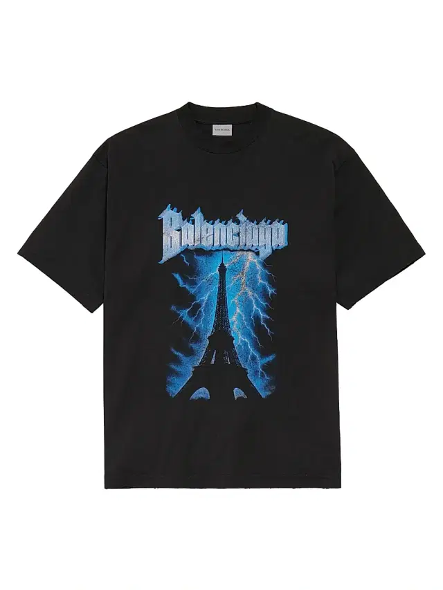 Men's Paris Thunderstorm Oversized T-Shirt - Black