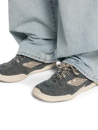 Balenciaga Men's Hamptons Denim Sneakers - Blue Off White - Size 12 | Thumbnail 6