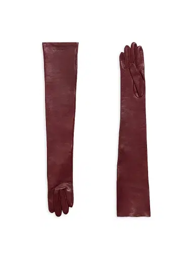 Balenciaga Women's Long Gloves - Burgundy - Size Medium | Thumbnail 1