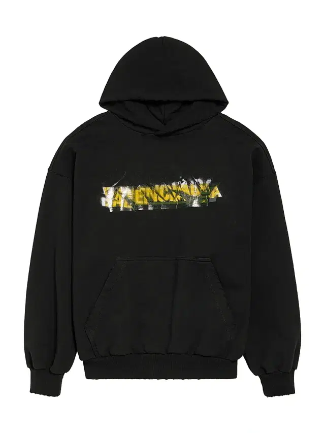 Balenciaga Men's Messy Spray Medium Fit Hoodie - Black