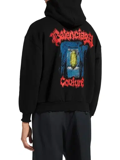 Balenciaga Men's Salon De Couture Zip-Up Regular Fit Hoodie - Black - Size Medium | Thumbnail 3 Balenciaga Men's Salon De Couture Zip-Up Regular Fit Hoodie - Black - Size Medium | Thumbnail 3