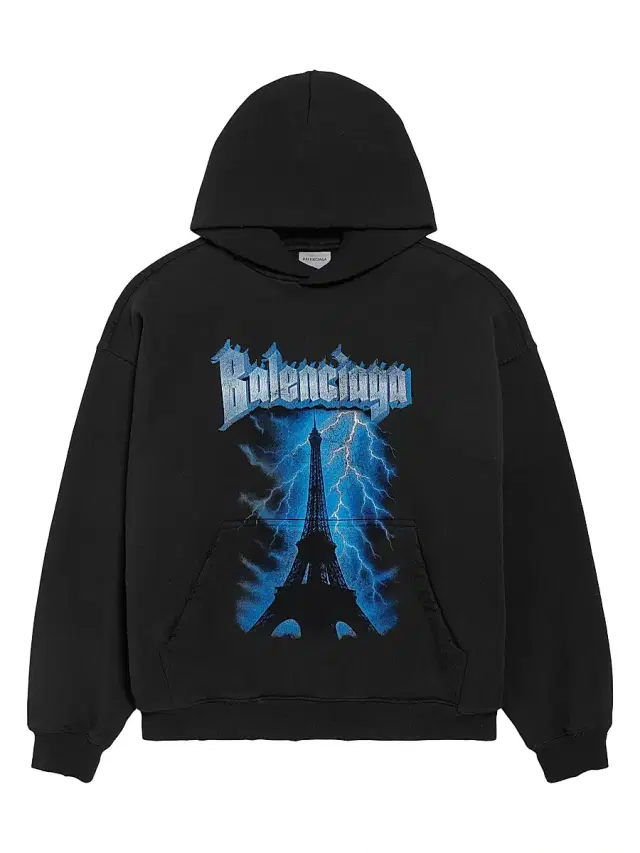 Men's Paris Thunderstorm Medium Fit Hoodie - Black