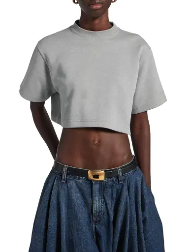 Balenciaga Women's Cropped T-Shirt - Grey - Size XL | Thumbnail 2