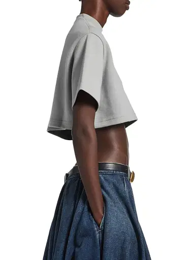 Balenciaga Women's Cropped T-Shirt - Grey - Size XL | Thumbnail 3