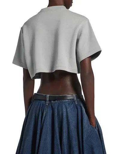 Balenciaga Women's Cropped T-Shirt - Grey - Size XL | Thumbnail 4