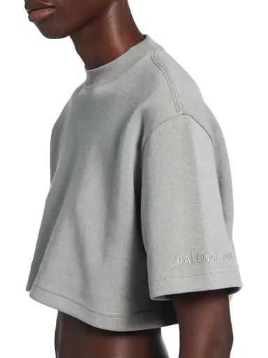Balenciaga Women's Cropped T-Shirt - Grey - Size XL | Thumbnail 5