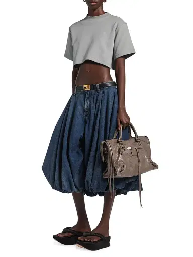 Balenciaga Women's Cropped T-Shirt - Grey - Size XL | Thumbnail 6
