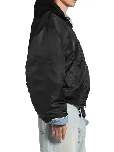 Balenciaga Men's Hooded Bomber Jacket - Black - Size 38 | Thumbnail 5
