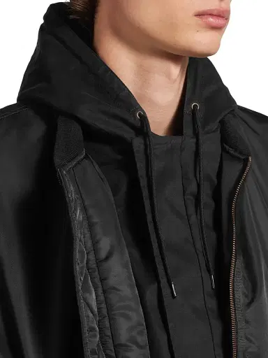 Balenciaga Men's Hooded Bomber Jacket - Black - Size 38 | Thumbnail 6