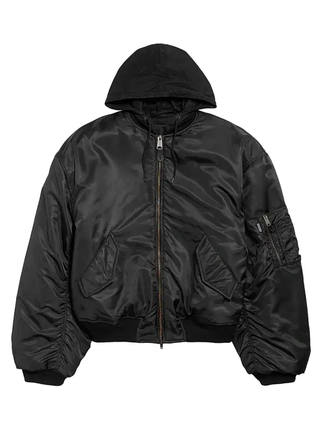 Men's Hooded Bomber Jacket - Black