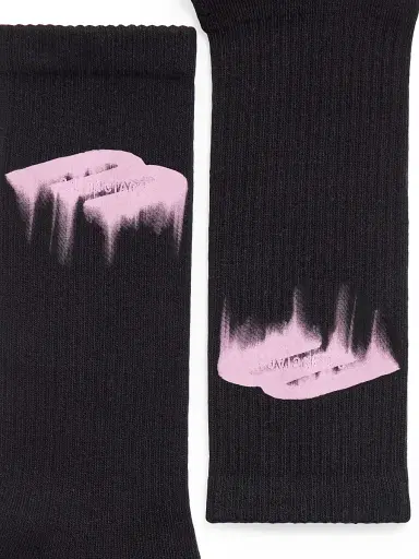 Balenciaga Men's Wet Brush Socks - Pink Black - Size Large | Thumbnail 3