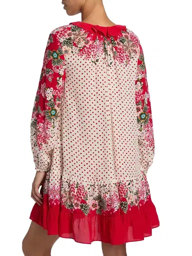 Saloni Women's Alexis Floral Sandwashed Minidress - Plumeria Polka Plmt - Size 8 | Thumbnail 5